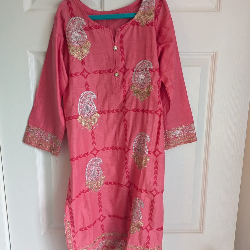 Elegant Pink and Gold Kids Formal Dress